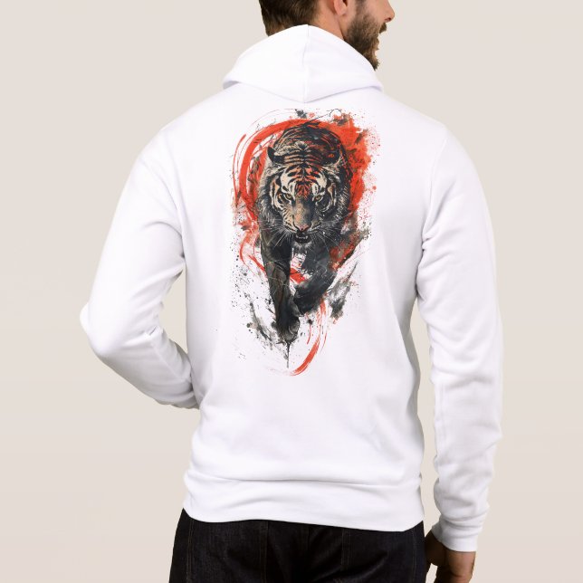 Fierce Tiger in Bewegung Hoodie (Rückseite)