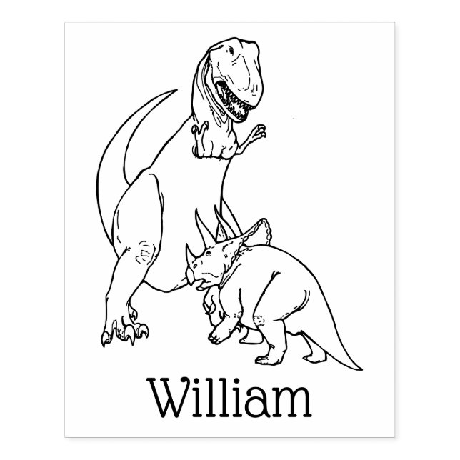 Fierce Tyrannosaurus Triceratops Dinosauriername Gummistempel (Prägung)