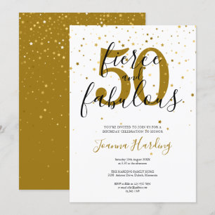 Fierce und Fabulous Gold und Black Birthday Einladung