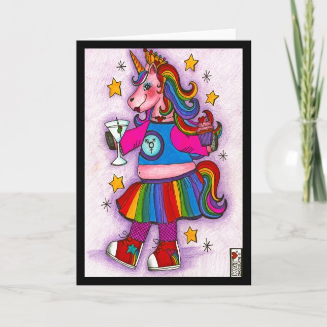 Fierce und Fabulous Unicorn Karte (Vorderseite)