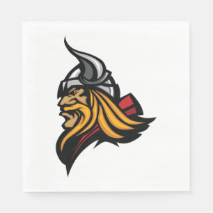 Fierce Viking Warrior Head Northelm und Bart Serviette