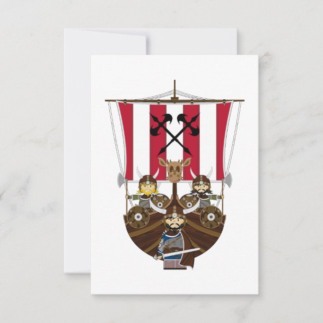 Fierce Vikings on Longship RSVP Card Karte (Vorderseite)