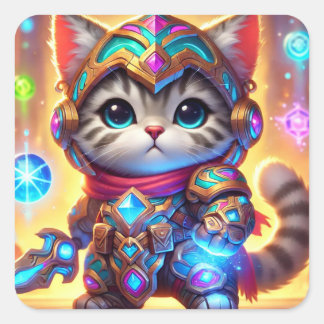 Fierce Whiskers: Die Chroniken von Meowgic Quadratischer Aufkleber