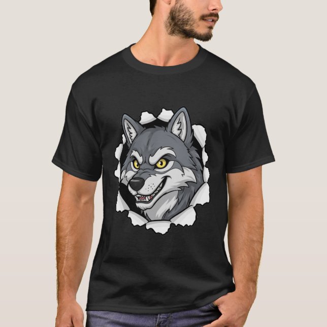Fierce Wolf Head Graphic Men's T-shirt Power  (Devant)