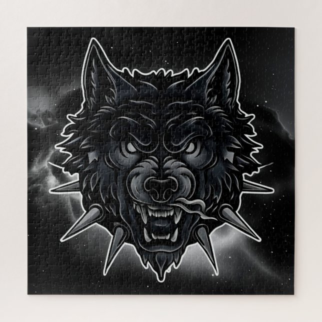 Fierce Wolf Illustration mit Spiked Collar (Vertikal)
