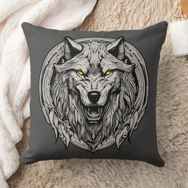 Fierce Wolf Mandala: Symbol der Stärke Kissen (Decke)
