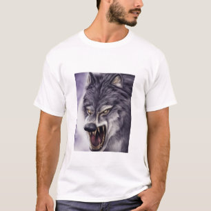 Fierce-wütender Wolf mit Fangs, Attacken-Mode-Graf T-Shirt