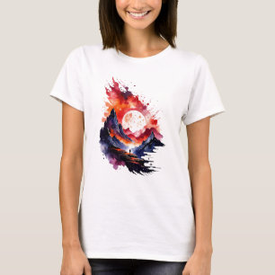 Fierly Abstrakt Watercolor Fantasy Landscape T-Shirt