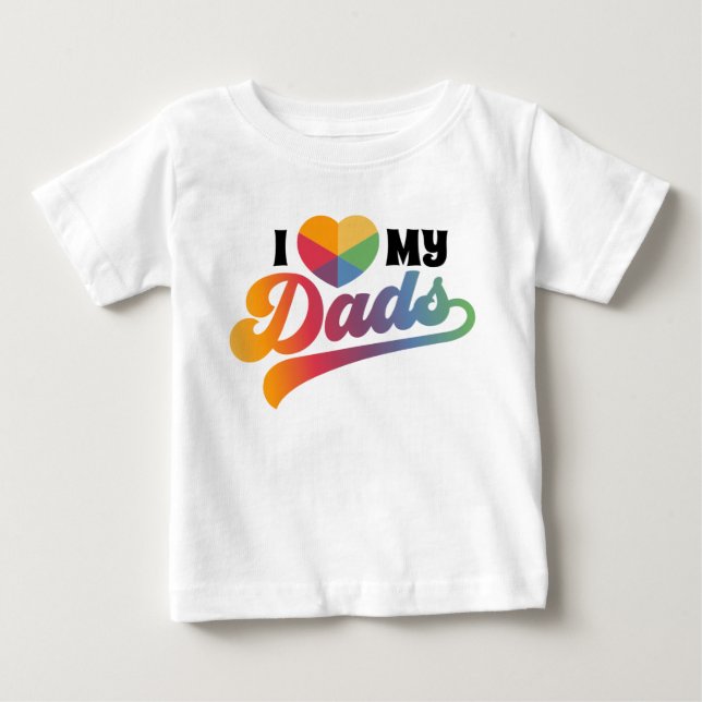 Fierté arc-en-ciel LGBTQ J'aime mes papas T-shirt (Devant)