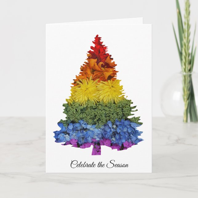 Fierté Fleurs arbre de Noël Carte de voeux de Noël (Devant)