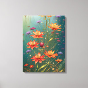 Fiery Abstrakt Blume Leinwanddruck