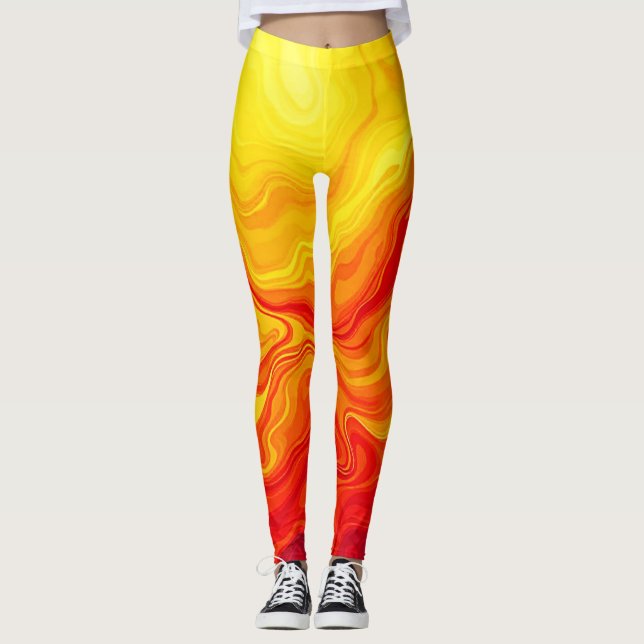 Fiery Abstrakt Flow Art Leggings (Vorderseite)