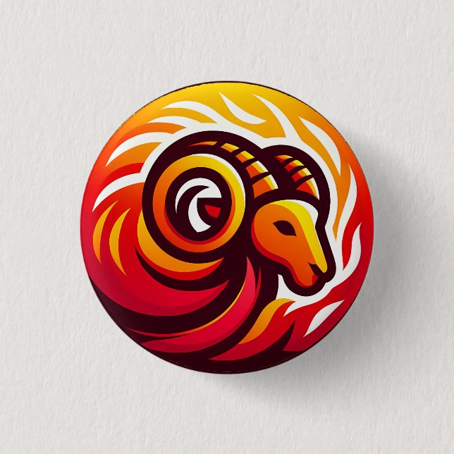Fiery Aries Astrologie-Zeichen Button (Vorderseite)