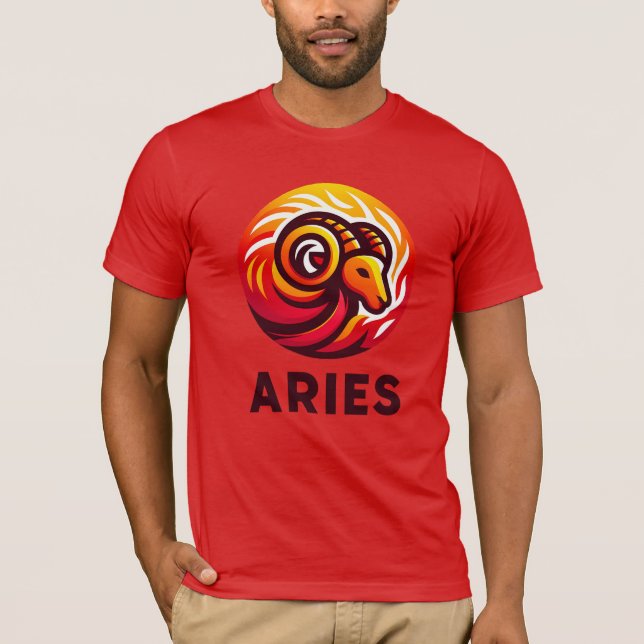 Fiery Aries Astrologie-Zeichen T-Shirt (Vorderseite)