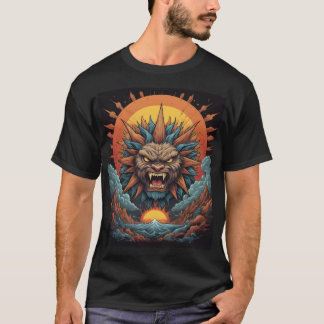 Fiery Beast Sunburst in a Fantasy World T-Shirt