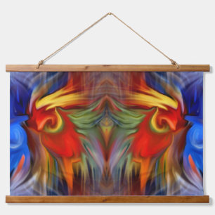 Fiery Birds Abstrakt Art Wandteppich Mit Holzrahmen