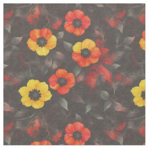 Fiery Blume auf dunklem Hintergrund Stoff
