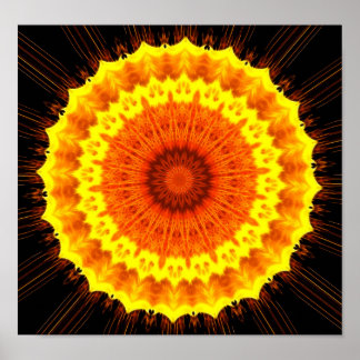 Fiery Blume Mandala Poster