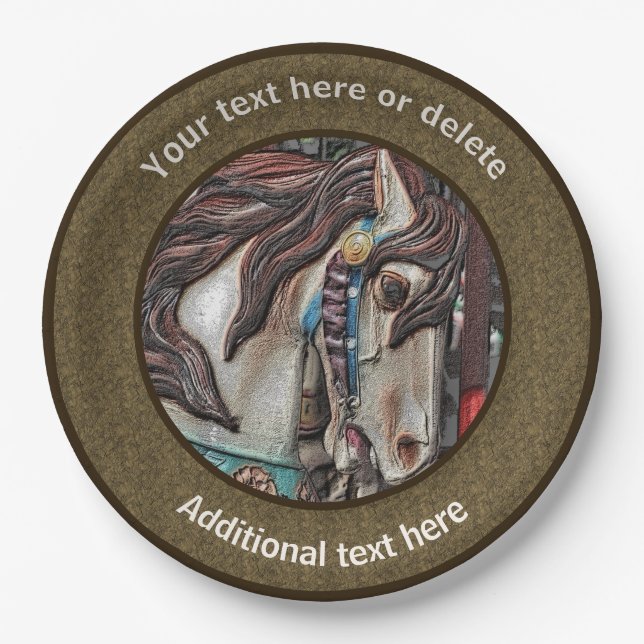 Fiery Carousel Pferde Personalisiertes Party Pappteller (Vorderseite)