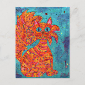 Fiery Cat auf Türkis Postkarte