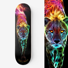 Fiery Cheetah Glows Cool Style Skateboard