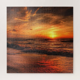 Fiery Cloud Sky Ocean Wellen