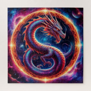 Fiery Cosmic Dragon umkreist von einem Himmelsring