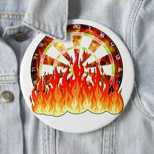 Fiery Dartboard Flames Art Design Button
