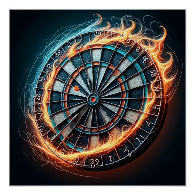 Fiery Dartboard mit Bullseye Explosion Poster (Vorderseite)