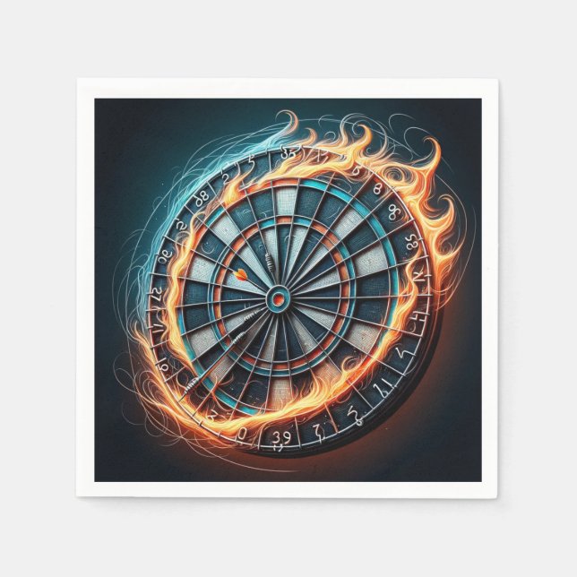 Fiery Dartboard mit Bullseye Explosion Serviette (Vorderseite)