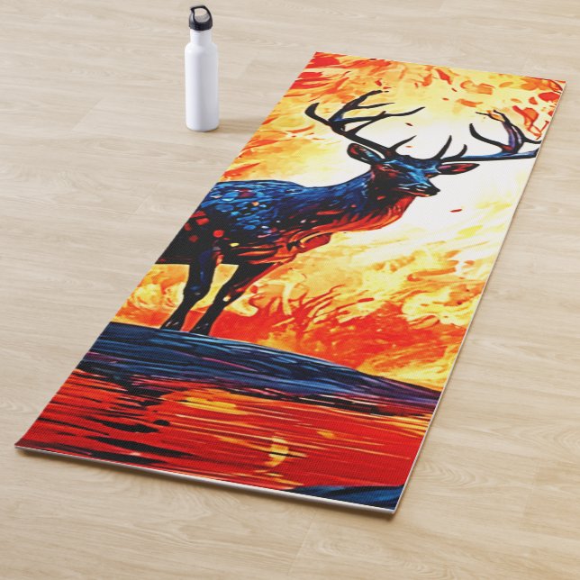 Fiery Deer Stance-Crimson Stag Scene Yogamatte (Beispiel)
