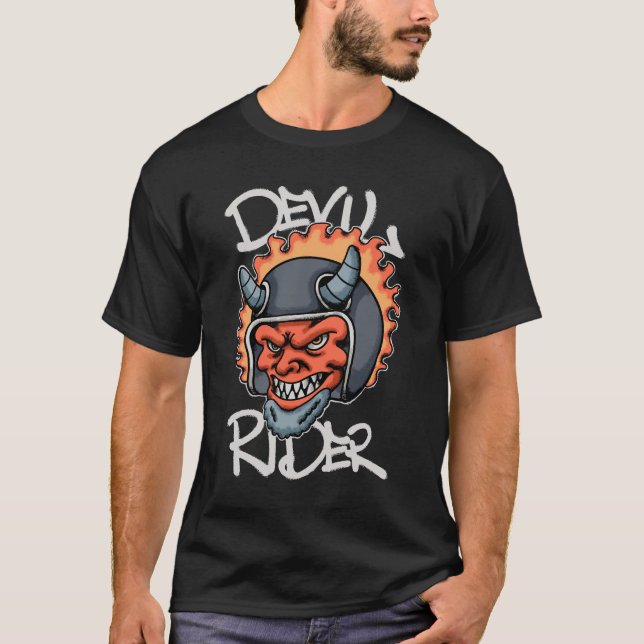 Fiery Devil with Helmet streetwear  T-Shirt (Vorderseite)