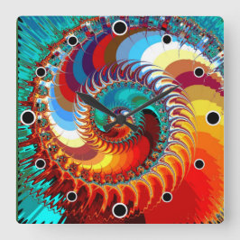 Fiery Dragon Spirale Quadratische Wanduhr