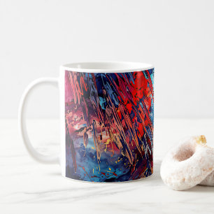 Fiery Drift Blue Red Moderne Abstrakte Kunst Kaffeetasse