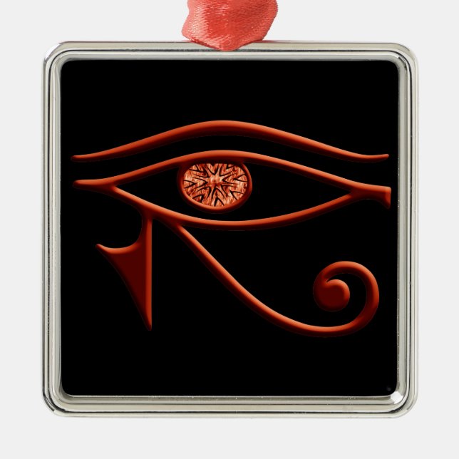 Fiery Eye of Horus Square Ornament Aus Metall (Vorne)