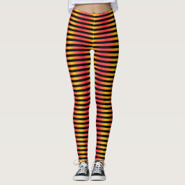 Fiery Fairy Orange Rosa und Schwarz Streifen glänz Leggings