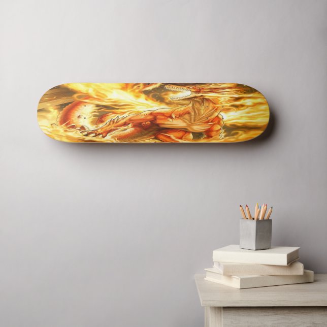 Fiery Fantasy Dragon Skateboard (Wandkunst (Horz))