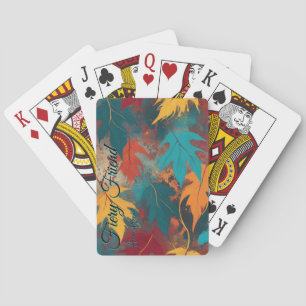 Fiery Friend Lebender Herbst lässt Blaze Text Spielkarten