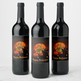 Fiery Full Moon Food and Beverage Label Set Weinetikett
