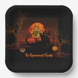 Fiery Full Moon Halloween Pappteller
