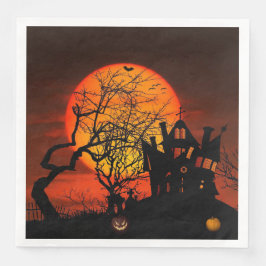 Fiery Full Moon Halloween Serviette