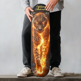 Fiery Glowing Cheetah Skateboard
