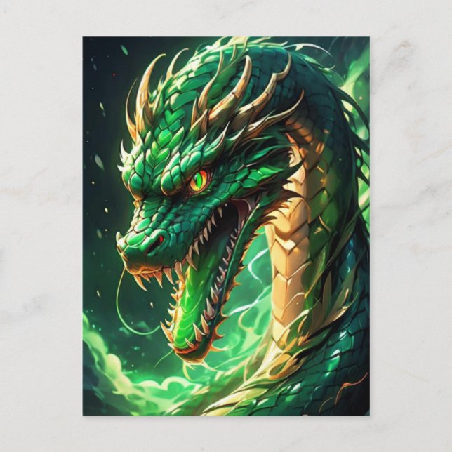 Fiery Green Dragon Postkarte (Vorderseite)