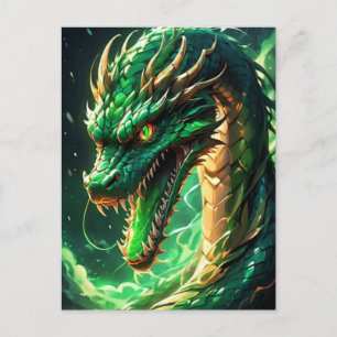 Fiery Green Dragon Postkarte