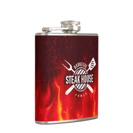 Fiery GRILLEN Flask — Custom Steak House Style Flachmann