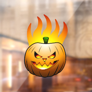 Fiery Halloween Pumpkin Face Fensteraufkleber