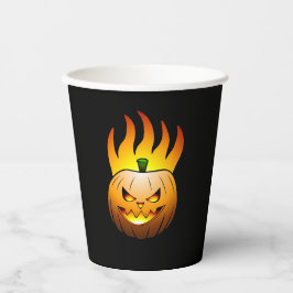 Fiery Halloween Pumpkin Face Pappbecher