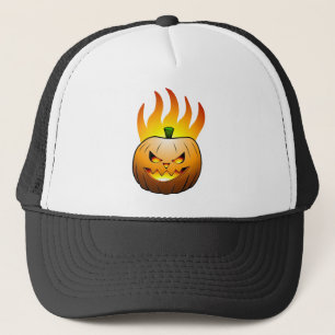 Fiery Halloween Pumpkin Face Truckerkappe