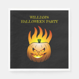 Fiery Halloween Pumpkin Paper Napkin Serviette