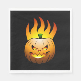 Fiery Halloween Pumpkin Paper Napkin Serviette